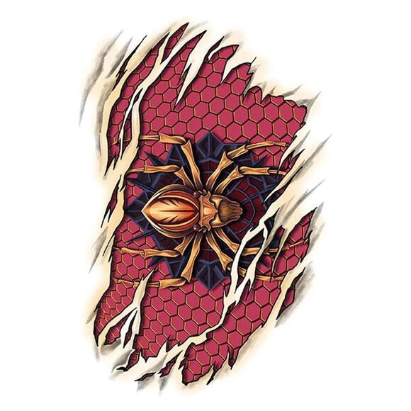 3 pcs Temporary Tattoo, Red Cross, Spider, 3D Shark Body Tattoos Half Sleeve - Picture 4 of 8